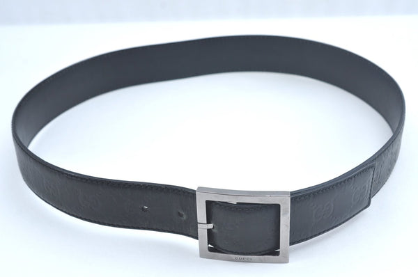 Authentic GUCCI Guccissima Belt Leather 32.7-34.6" Black K9694