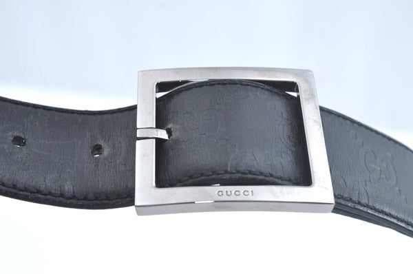 Authentic GUCCI Guccissima Belt Leather 32.7-34.6" Black K9694