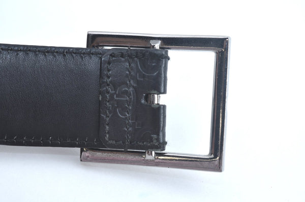 Authentic GUCCI Guccissima Belt Leather 32.7-34.6" Black K9694