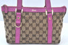 Authentic GUCCI Abbey Hand Tote Bag Purse GG Canvas Leather 141471 Brown K9695