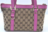 Authentic GUCCI Abbey Hand Tote Bag Purse GG Canvas Leather 141471 Brown K9695