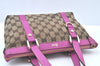 Authentic GUCCI Abbey Hand Tote Bag Purse GG Canvas Leather 141471 Brown K9695