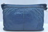 Authentic BALENCIAGA Clip M Logo Clutch Bag Leather 373834 Blue K9699