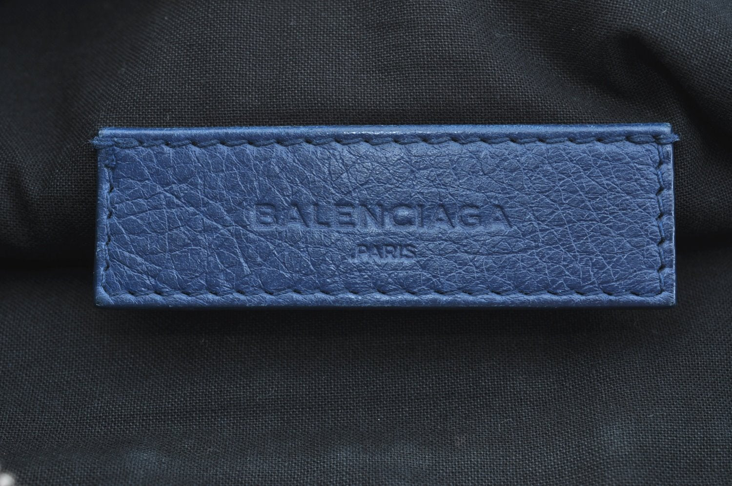 Authentic BALENCIAGA Clip M Logo Clutch Bag Leather 373834 Blue K9699