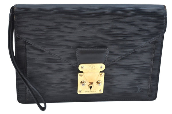 Auth Louis Vuitton Epi Pochette Sellier Dragonne Clutch Bag M52612 Black K9700