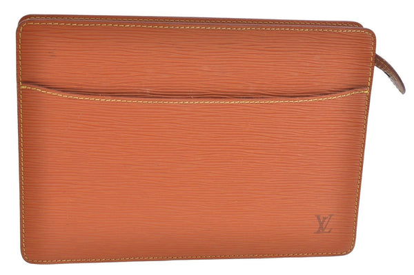 Authentic Louis Vuitton Epi Pochette Homme Clutch Hand Bag Brown M52528 LV K9701