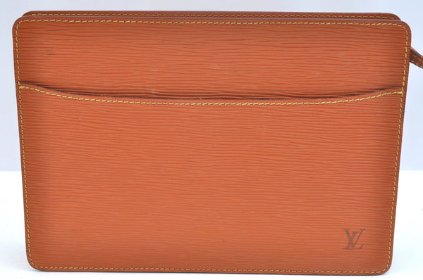 Authentic Louis Vuitton Epi Pochette Homme Clutch Hand Bag Brown M52528 LV K9701