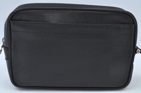 Authentic Louis Vuitton Taiga Kaluga Clutch Bag Black M30812 LV K9714