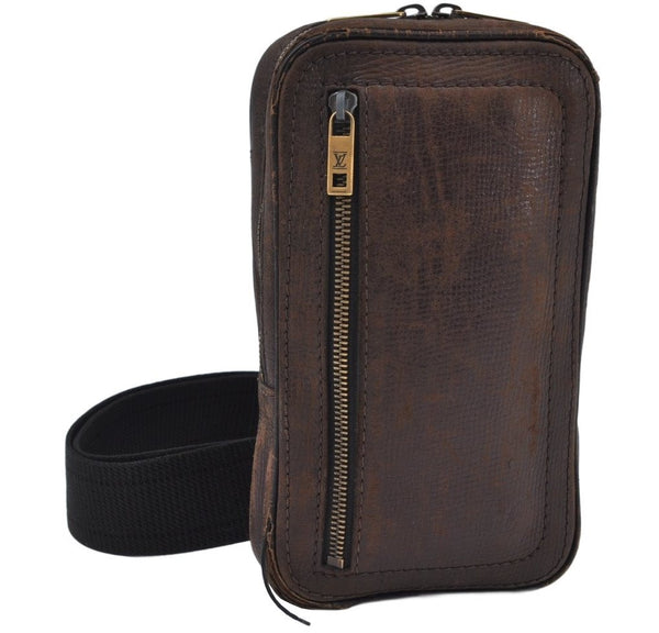Authentic Louis Vuitton Utah Sui Body bag Brown Leather M92535 LV K9725