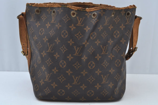 Authentic Louis Vuitton Monogram Petit Noe M42226 Shoulder Drawstring Bag K9729