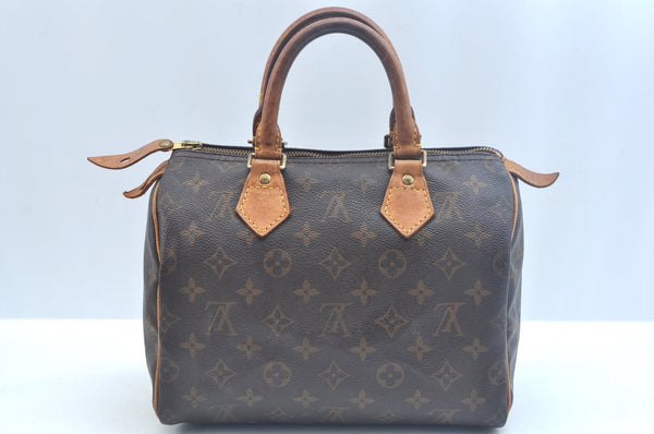 Authentic Louis Vuitton Monogram Speedy 25 Boston Hand Bag M41528 LV K9752