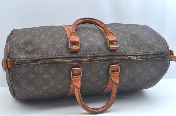 Auth Louis Vuitton Monogram Keepall Bandouliere 45 Boston Bag Old Model LV K9759