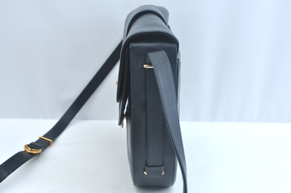 Authentic Cartier Must de Cartier Leather Shoulder Cross Body Bag Black K9773