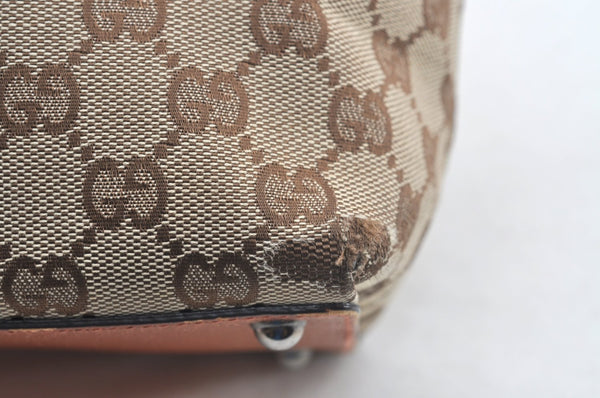 Authentic GUCCI Vintage Shoulder Tote Bag GG Canvas Leather Brown K9774