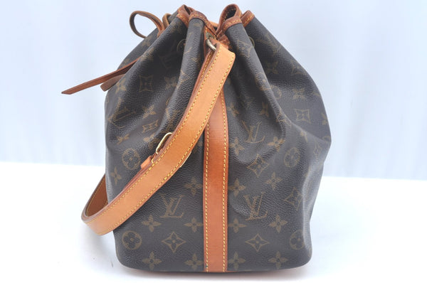 Authentic Louis Vuitton Monogram Petit Noe M42226 Shoulder Drawstring Bag K9777