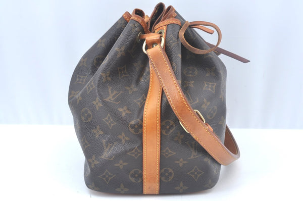 Authentic Louis Vuitton Monogram Petit Noe M42226 Shoulder Drawstring Bag K9777