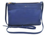 Authentic CELINE TRIO Shoulder Cross Body Clutch Bag Purse Leather Blue K9778