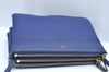 Authentic CELINE TRIO Shoulder Cross Body Clutch Bag Purse Leather Blue K9778