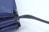 Authentic CELINE TRIO Shoulder Cross Body Clutch Bag Purse Leather Blue K9778