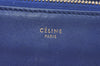 Authentic CELINE TRIO Shoulder Cross Body Clutch Bag Purse Leather Blue K9778