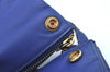 Authentic CELINE TRIO Shoulder Cross Body Clutch Bag Purse Leather Blue K9778