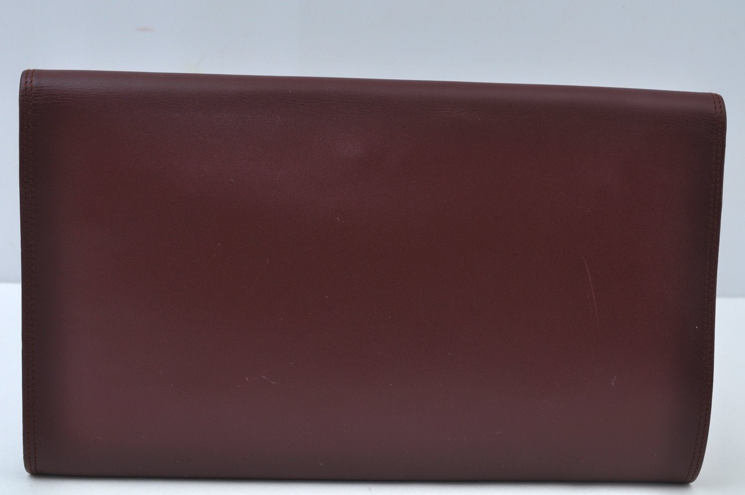 Authentic Cartier Must de Cartier Clutch Bag Leather Bordeaux Red K9780