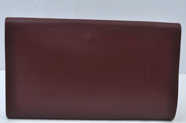 Authentic Cartier Must de Cartier Clutch Bag Leather Bordeaux Red K9780