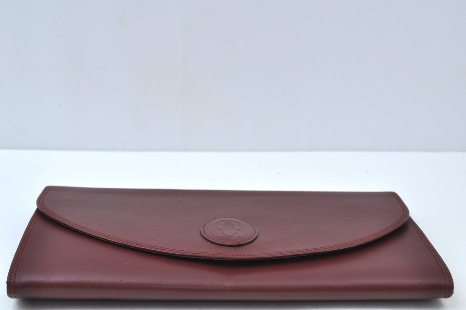 Authentic Cartier Must de Cartier Clutch Bag Leather Bordeaux Red K9780