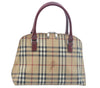 Authentic BURBERRY Vintage Nova Check PVC Leather Hand Bag Beige K9782