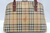 Authentic BURBERRY Vintage Nova Check PVC Leather Hand Bag Beige K9782