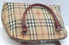 Authentic BURBERRY Vintage Nova Check PVC Leather Hand Bag Beige K9782