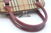 Authentic BURBERRY Vintage Nova Check PVC Leather Hand Bag Beige K9782