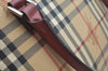 Authentic BURBERRY Vintage Nova Check PVC Leather Hand Bag Beige K9782