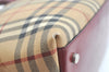 Authentic BURBERRY Vintage Nova Check PVC Leather Hand Bag Beige K9782