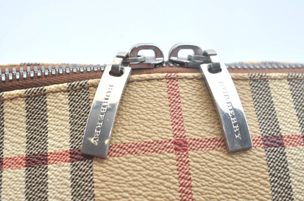 Authentic BURBERRY Vintage Nova Check PVC Leather Hand Bag Beige K9782