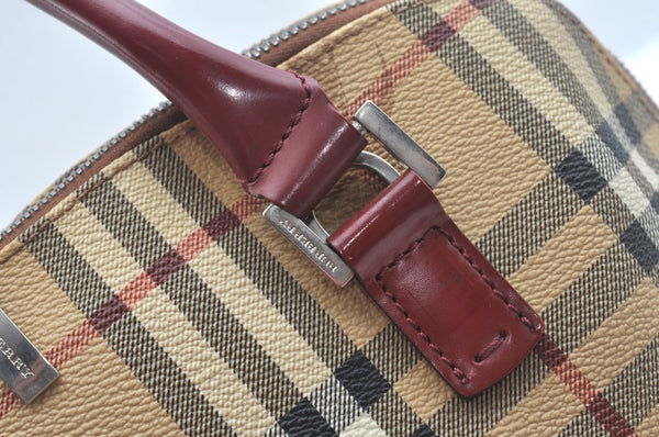 Authentic BURBERRY Vintage Nova Check PVC Leather Hand Bag Beige K9782