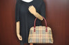 Authentic BURBERRY Vintage Nova Check PVC Leather Hand Bag Beige K9782