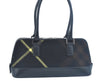 Authentic BURBERRY Vintage Wool Leather Shoulder Hand Bag Purse Black K9789