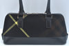 Authentic BURBERRY Vintage Wool Leather Shoulder Hand Bag Purse Black K9789