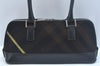 Authentic BURBERRY Vintage Wool Leather Shoulder Hand Bag Purse Black K9789