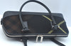 Authentic BURBERRY Vintage Wool Leather Shoulder Hand Bag Purse Black K9789