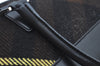 Authentic BURBERRY Vintage Wool Leather Shoulder Hand Bag Purse Black K9789