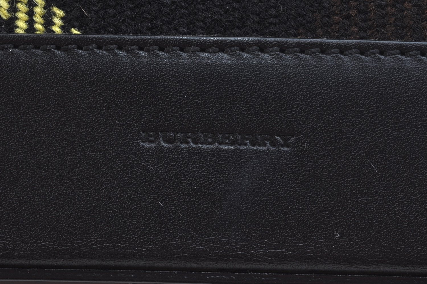 Authentic BURBERRY Vintage Wool Leather Shoulder Hand Bag Purse Black K9789