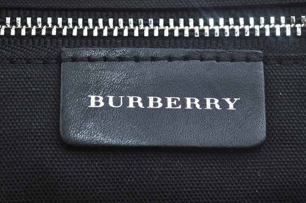 Authentic BURBERRY Vintage Wool Leather Shoulder Hand Bag Purse Black K9789