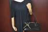 Authentic BURBERRY Vintage Wool Leather Shoulder Hand Bag Purse Black K9789