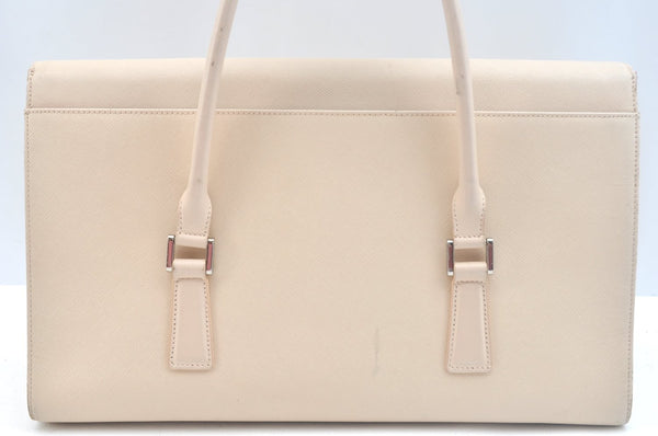 Authentic BURBERRY Vintage Leather Hand Bag White K9792