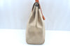 Authentic HERMES Her Bag MM 2Way Shoulder Hand Bag Canvas Leather White K9793