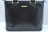 Authentic BURBERRY Vintage Leather Shoulder Tote Bag Black K9794