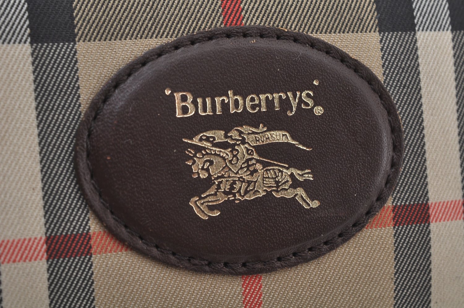 Authentic Burberrys Vintage Check Canvas Travel Boston Bag Brown Beige K9796