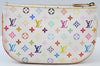 Auth Louis Vuitton Monogram Multicolor Pochette MM Coin Purse M60028 White K9797